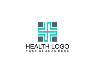 Fototapeta premium Blue Cross Sign, Medical Logo Health Icon isolated on White Background. Flat Vector Logo Design Template Element