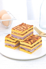 Tiger skin cake, purple potato cake decorated with tiger skin texture, with overlapping layers of sandwich