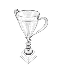 Outline Trophy cup. Winner's trophy icon vector is a symbol of victory in a sports event, award contour. Champions award, sport victory, winner prize concept..