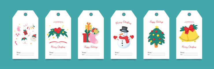 Set of vector illustration of christmas gift labels.