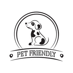Vector pet friendly badge design with dog