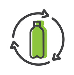 Plastic bottle recycling, concept, icon, vector.