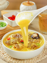 Chicken noodles and various herbal stew soups, Chinese traditional noodles