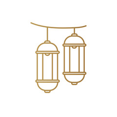 Lantern gold icon on a white background. Vector illustration.