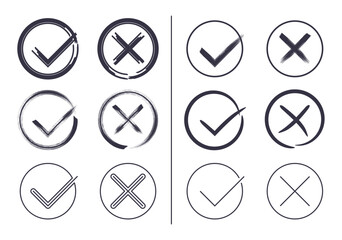 Vector check marks icons isolated on white - 610971552