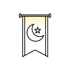 Crescent moon and star line style icon design, Islamic muslim religion culture belief religious faith god spiritual meditation and traditional theme Vector illustration