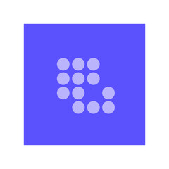 Purple square and dotted symbol vector design element. Abstract customizable symbol for infographic with blank copy space. Editable shape for instructional graphics. Visual data presentation component