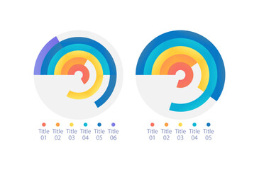 Radial bar infographic chart design template set. Compare key metrics. Sales report. Visual data presentation. Editable circular diagrams collection. Myriad Pro-Bold, Regular fonts used