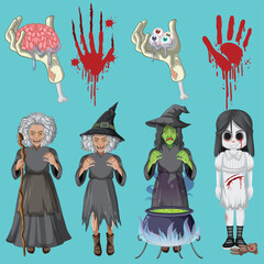 halloween characters set