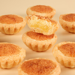Coconut cakes in the shape of egg tarts, delicious snacks
