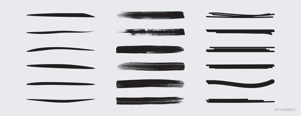 Black vector marker and brush strokes set - 610972569