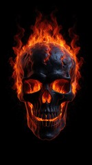 Skull in fire an dflames made with generated ai