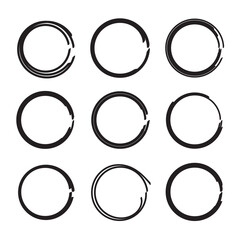 Black vector hand drawn circle marker strokes