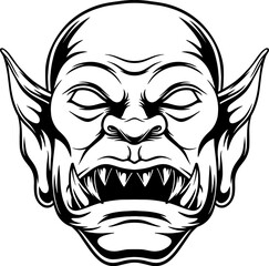 Scary Goblin head illustration