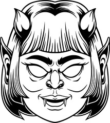 scary devil girl mascot illustration