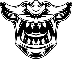 Japanese demon evil mask , mascot logo illustration