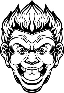 scary clown head illustration