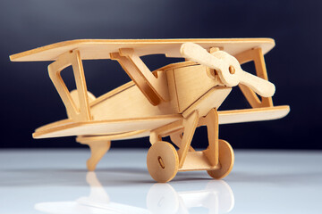 Wooden aircraft model. constructor for assembling toys