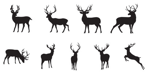 Deer collection icon. Vector silhouette. Vector Illustration. Vector Graphic. EPS 10