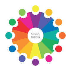 Single vector color wheel theory twelve colors - obrazy, fototapety, plakaty