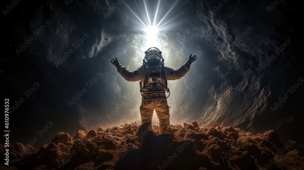 Poster astronaut exploring the universe