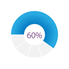 Doughnut infographic chart design template. Sixty percentage. Loading middle indicator. Editable circular infochart with progress bar. Visual data presentation. Myriad Pro-Bold, Regular fonts used