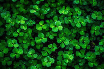 background made of clover. Generative AI is an illutration. Green background.