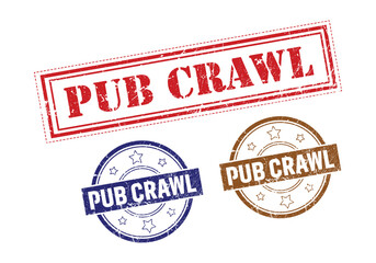 Pub Crawl Rubber sign or Stamp, Grunge rubber Stamp, Sale badge Vintage old texture