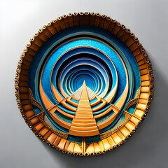 3D Ancient Magical Pattern Logo. 3D Ancient Art. Generative Ai.