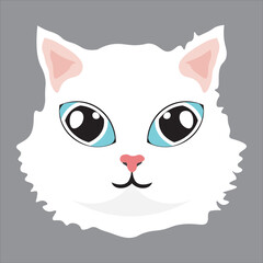 white cat with blue eyes icon vector illustration symbol