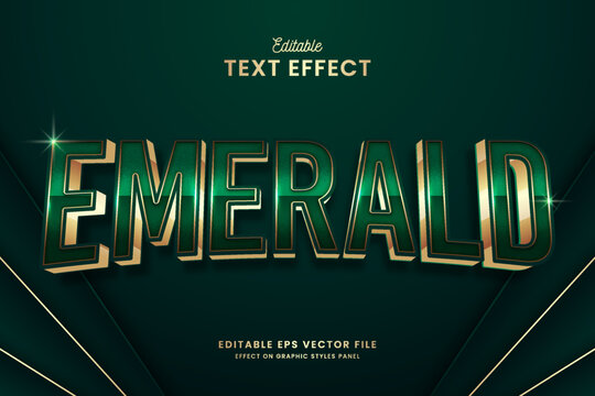 decorative emerald golden editable text effect vector design