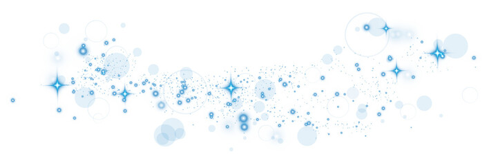 Blue glitter wave abstract illustration. Blue stars dust trail sparkling particles isolated on transparent background. Magic concept. PNG.
