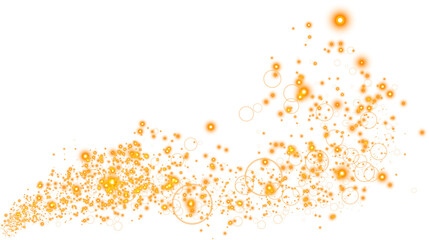 Golden glitter wave abstract illustration. Golden stars dust trail sparkling particles isolated on transparent background. Magic concept. PNG