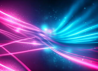 Fototapeta na wymiar Abstract futuristic background with pink blue glowing neon moving high speed wave lines photo