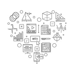 Fototapeta na wymiar Mathematical Sciences concept vector line heart shaped banner - Math illustration