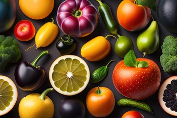 Healthy Fruit Vegetable Background Generative AI