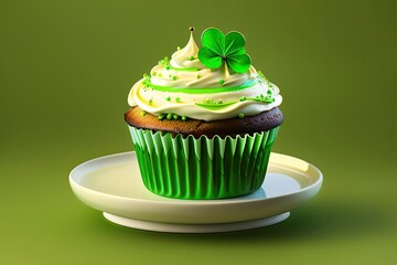 Saint Patricks Day Cupcake Generative AI