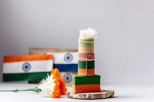 India independence day. India flag colors. With Generative AI tehnology