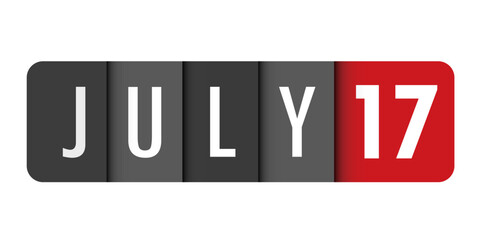 JULY 17 black and red vector typography banner
