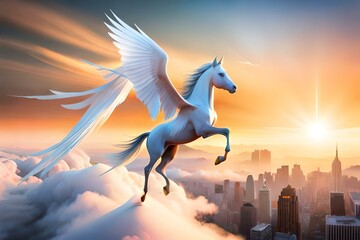 horse flying toward the sky  AI Generated 