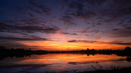 Fototapeta na wymiar Beautiful cloud and sky on sunset landscape.