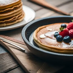 stack of pancakes with berries