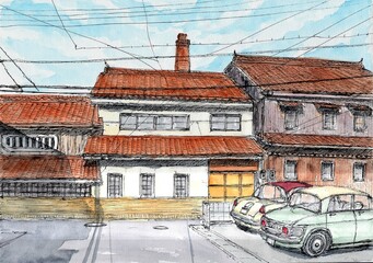 山陰のレトロな家並み