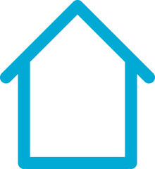 Blue line buiding house home outline doodle icon PNG