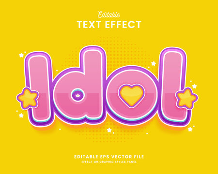 decorative idol editable text effect vector design