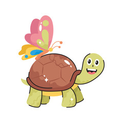 Turtle doodle vector outline Sticker. EPS 10 file