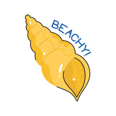 Sea shell doodle vector outline Sticker. EPS 10 file