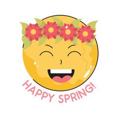 Happy spring doodle vector outline Sticker. EPS 10 file