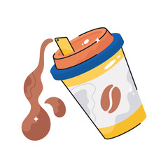 Coffee cup doodle vector outline Sticker. EPS 10 file