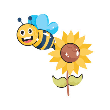 recommend clip art: Honey bee doodle vector outline Sticker. EPS 10 file
